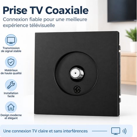 Prise satellite murale série Z 1 poste Noir Soft Touch mate 13 × 9 × 10 cm – Livraison gratuite