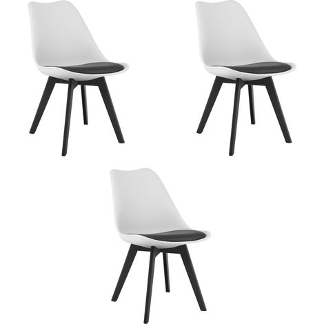 Chaise Mark noire et blanche / pieds noirs x 3 (1/5)