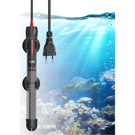 Chauffage D'Aquarium 100W, Chauffage en Verre Submersible Température Réglable Chauffe-Aquarium avec Ventouse Thermomètre Intégré Régulateur de Température Externe pour Aquarium 20L-60L (1/5)