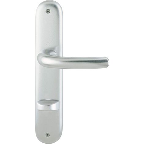 Poignée de porte sur plaque WC 90, épaisseur de porte 37-42, VK 8/8,5, argent anodisé (1/5)