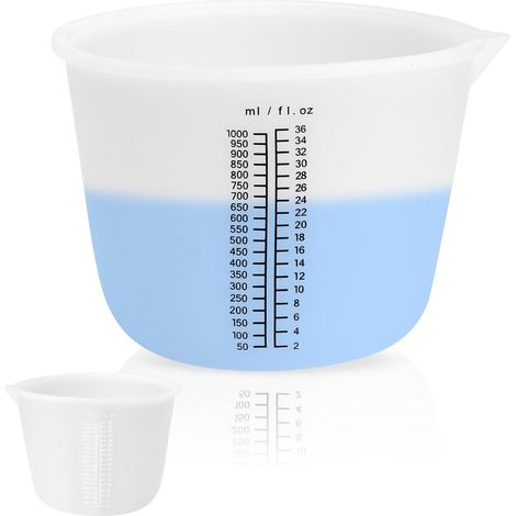 1000 ML Verre Doseur en Silicone, Réutilisable Gobelet Doseur avec Echelle Graduée, Gobelets Mélangeur pour Moules, DIY, Bricolage, Cuisine (1/5)