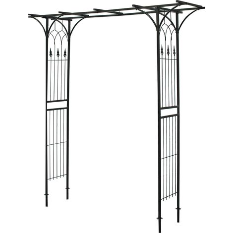 Wiltec – Arche de jardin en acier 205 x 50 x 208 cm – Support pour plantes grimpantes – Treillis décoratif noir – Structure robuste et durable