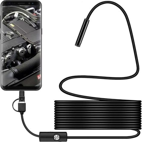 Caméra endoscopique 5m : endoscope avec 8 lumières LED compatible avec Android et iOS (iPhone/iPad) via un connecteur de type C. (1/4)