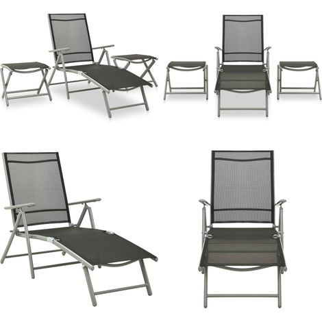 Salon de jardin 3 pcs textilène et aluminium argenté - Ensemble Salon De Jardin - Mobilier De Jardin - Salon Extérieur - Chaises Pliables - Table Basse Pliable - Home & Living