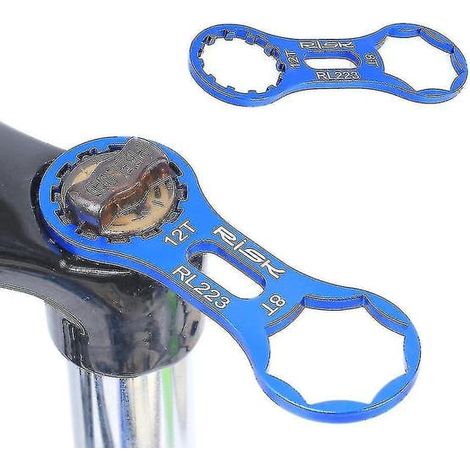 BelleRise - Outil réparation fourche vélo aluminium pour Sr Suntour XCR/XCT/XCM/RST VTT, clé démontage capuchon fourche FMY (1/2)