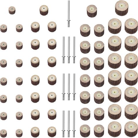 60pcs Mounted Flap Wheels with 3mm Shank - 240 Grit Set (10/12/15/20mm) (1/5)