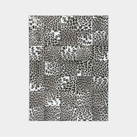 Tapis toucher soft - Imprimé léopard - Patchwork noir et blanc - 120 x 160 cm (1/5)