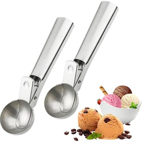 Portionneur de crème glacée portable en acier inoxydable avec gâchette et poignée confortable, lavable au lave-vaisselle, parfait pour le yogourt, la crème glacée, les fruits et les biscuits faits (1/5)