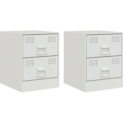 Set di 2 comodini con cassetti 34,5 x 39 x 44 cm acciaio bianco DEC034852