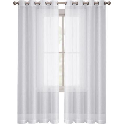 Rideaux voilage légers 140x260 cm – Ensemble de 2 pièces en polyester blanc – Respirants et occultants pour salon et chambre (1/5)