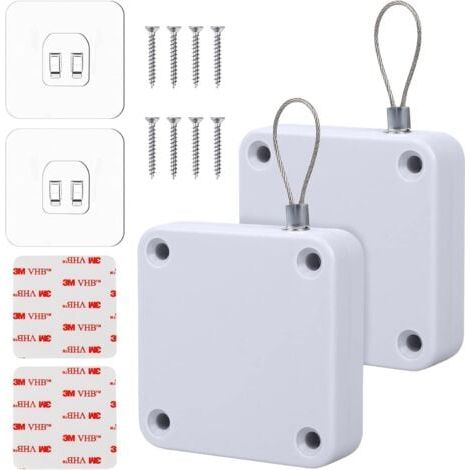 Ferme-porte automatique 2 pièces, ferme-porte automatique avec capteur, avec cordon sans perforation, force de traction 1200g, ferme-porte s'adapte à la plupart des portes (1/4)