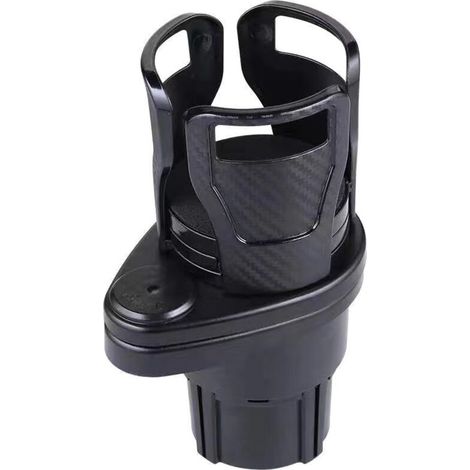 Portavasos 2 en 1 para coche, soporte para bebidas, soporte ajustable para coche, rotación de 360 grados, portavasos para la mayoría de los coches - Negro