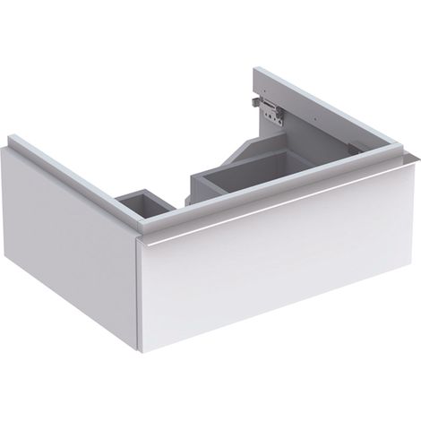Mobile lavabo Geberit iCon base, con un cassetto: Larghezza 59,5 cm, Altezza 24 cm, Profondità 47,7 cm, Bianco / Laccato lucido (1/5)
