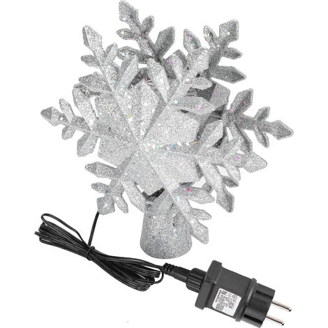 Lampe de projection flocons de neige LED argentée avec rotation arbre de Noël et effet tempête de neige, décoration lumineuse, prise UE 220V (1/5)