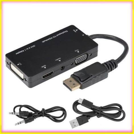 keenso adaptateur Displayport vers HDMI Câble Adaptateur 4 en 1 Displayport vers /VGA/DVI/Convertisseur informatique cable (1/5)