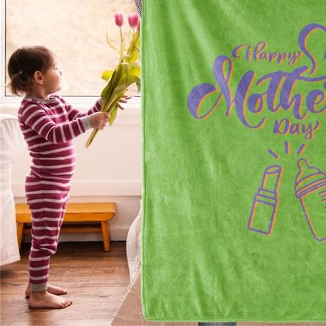 Couverture de lit verte en polyester pour canapé et chaise, avec mots, cadeau pour maman, 140x200cm/55.1x78.7in