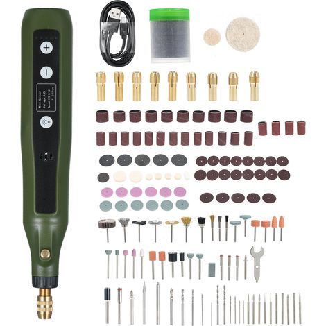 Mini-Rotationswerkzeug-Set, multifunktionales Schleifset mit 180 Zubehörteilen – 5-stufiges kabelloses Rotationswerkzeug, 4,2 V USB, zum Gravieren, Polieren und für Heimwerkerprojekte (1/5)