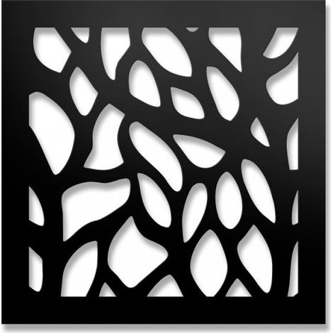 FOGLIE - Panneau PVC ajouré épaisseur 1 cm - Brise-soleil - Dimension : 98x98 cm - Couleur : noir
