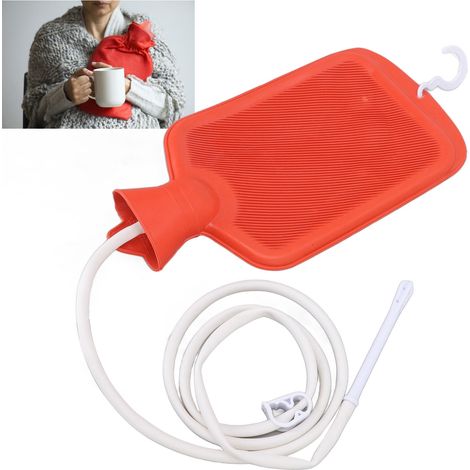 Silikon-Einlaufset zur Darmreinigung – 2-Liter-Beutel mit 1,5 m Schlauch für die Darmreinigung zu Hause mit Durchflussregler für Gesundheit und individuelle Pflege (Rot) (1/5)