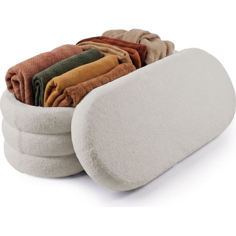 Relaxdays, panca Bubble, vano portaoggetti e seduta imbottita, per ingresso, color crema