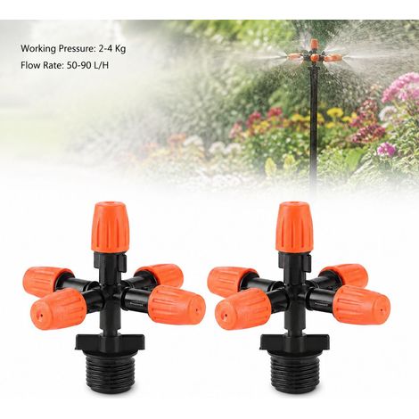 Toivize-Arroseur Brumisateur 5 Sorties - Filetage Mâle G1/2 - Plastique Durable pour Jardin, Serre et Pelouse - Kit de 2 Pièces (1/4)