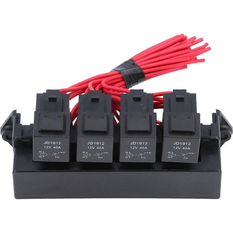 15-Slot-Flachsicherungs-Relaiskasten-Kit, wasserdicht, 4-poliger Relaisblock, Sicherungssatz für Bus und Boot, 12 V, 40 A