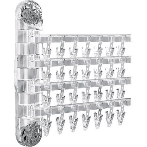 Tendedero de pared giratorio de 180°, perchero plegable con clip, tendedero multifuncional para calcetines, toallas y ropa interior. (1/5)