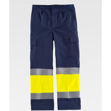 Pantalón de alta visibilidad con cintas reflectantes- EN 14058 C4028 WORKTEAM 48 Marino+Amarillo A.V.