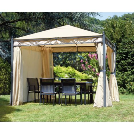 Gazebo quadrato 300x300 cm color sabbia con struttura in ferro MALIGI HOME MG/CREMISI Sabbia (1/4)