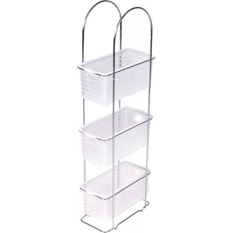 5Five Simply Smart – Étagère de salle de bain 3 niveaux – Acier chromé et polypropylène – Longueur 29.6cm, largeur 15cm, hauteur 84.7cm – Paniers amovibles