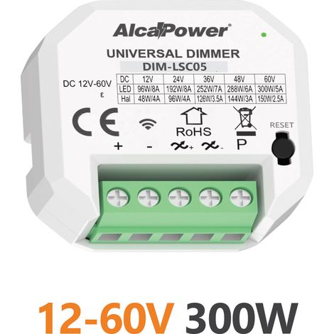 Alcapower Smart Dimmer 12-60V DC 300W per Strisce LED e Lampade, Modulo di Controllo Remoto per Automazione Luci Domestiche e Professionali