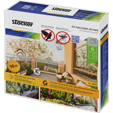 Kit balcon Stocker Geyser tuyau 10mt 3 buses 3 raccords en T 1 capuchon 5 bouchons - Con kit paratia + griglia