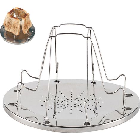Grille-pain pliable pour réchaud de camping, support en acier inoxydable pour grille-pain 4 tranches (1/5)