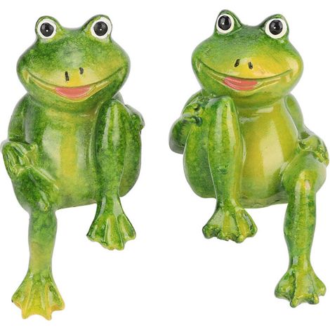 Statues de grenouilles décoratives en résine non toxique – Lot de 2 pièces pour jardin, bureau ou intérieur – Design écologique et réaliste