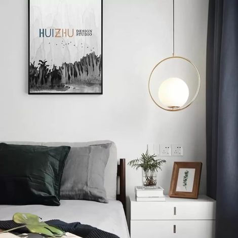 Lustre Loft Haven 1XE27 Blanc Dore Metal Hauteur Reglable (1/2)