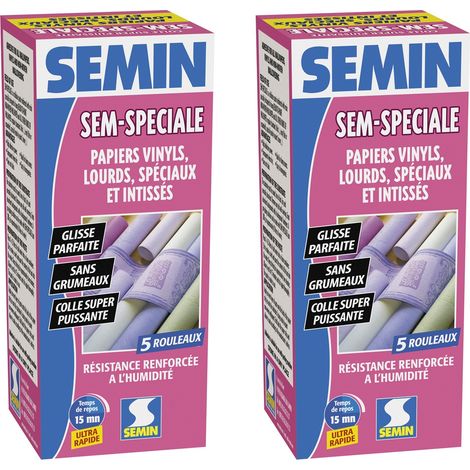 Lot de 2 colles en poudre pour papiers peints, vinyls, lourds, spéciaux et intissés Semin Sem-Spéciale - boite 200 g (1/5)