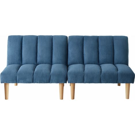 CHICFURN Sofá convertible 167x82x72 cm terciopelo acanalado azul, respaldo 3 posiciones (1/5)