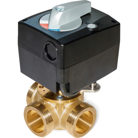 Valvola miscelatrice rotativa 3 vie con servomotore a 3 punti, 1"1/4 F, Kvs 16, DN 32 (1/3)