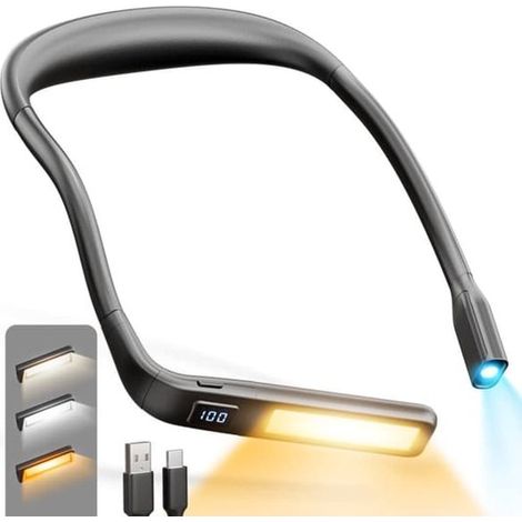 Lámpara de lectura - Lámpara para libros - Lámpara de cuello - Recargable - LED - Luz de lectura - Con temporizador e indicador de batería (1/5)