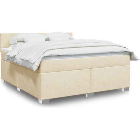 Boxspringbett mit Matratze Creme 180x200 cm Stoff