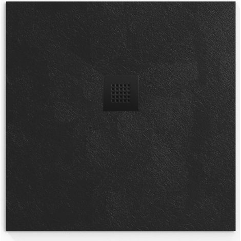 Swiss Aqua Technologies B-Way Quadratische Duschwanne 80x80 cm mit Siphon, Gussmarmor, Schwarz (SATALEK80Q-S)