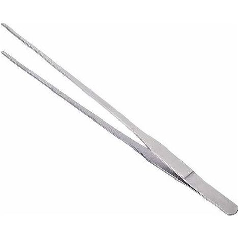 2 Paires de pinces en acier inoxydable 27cm longues droites / incurvées avec une extrémité dentelée de précision pour l'aquascaping, le jardinage, la cuisine, le travail industriel (1/4)