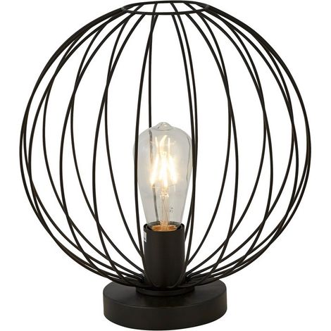 Searchlight Rondo Lampe de table avec cadre en fil de fer noir