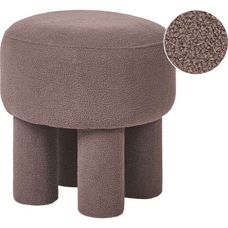 Puf otomana moderno totalmente tapizado estilo cottage retro tapizado en bouclé marrón Canby