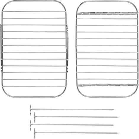 Grille 2 niveaux pour friteuse à air en acier inoxydable, accessoire cuisson avec brochettes grillades, support barbecue multifonction (1/3)