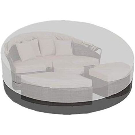 Housse de Protection Canapé lit Rond avec Bandoulière & Manipuler, Housse Lit de Jardin Imperméable, Housse Bain de Soleil Rond en Oxford 210D, Anti-Vent - Noir (D228×H83cm) (1/3)