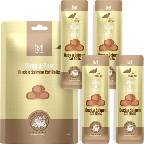 Katzenleckerli - Wrap & Purr: Ente & Lachs Mersjo 40g (4x10g)