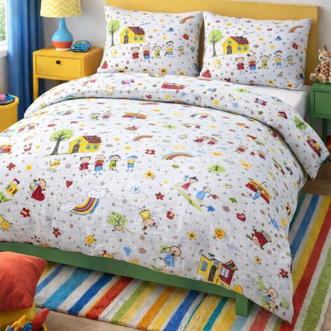 COPRIPIUMINO pupazzi BAMBINI ragazzi FAMILY in puro cotone Cm. 250x200