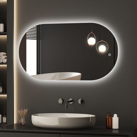 Ovaler LED Badspiegel mit Beleuchtung 50 x 90 cm 3 Lichtfarbe Einstellbare Spiegel Bad mit Beleuchtung LED Spiegel mit Licht mit Touch-Schalter (1/5)