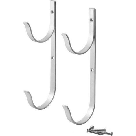 Lot de 2 crochets de piscine pour perche télescopique, en alliage d'aluminium - Râteau à feuilles pour manche télescopique (argent) (1/4)